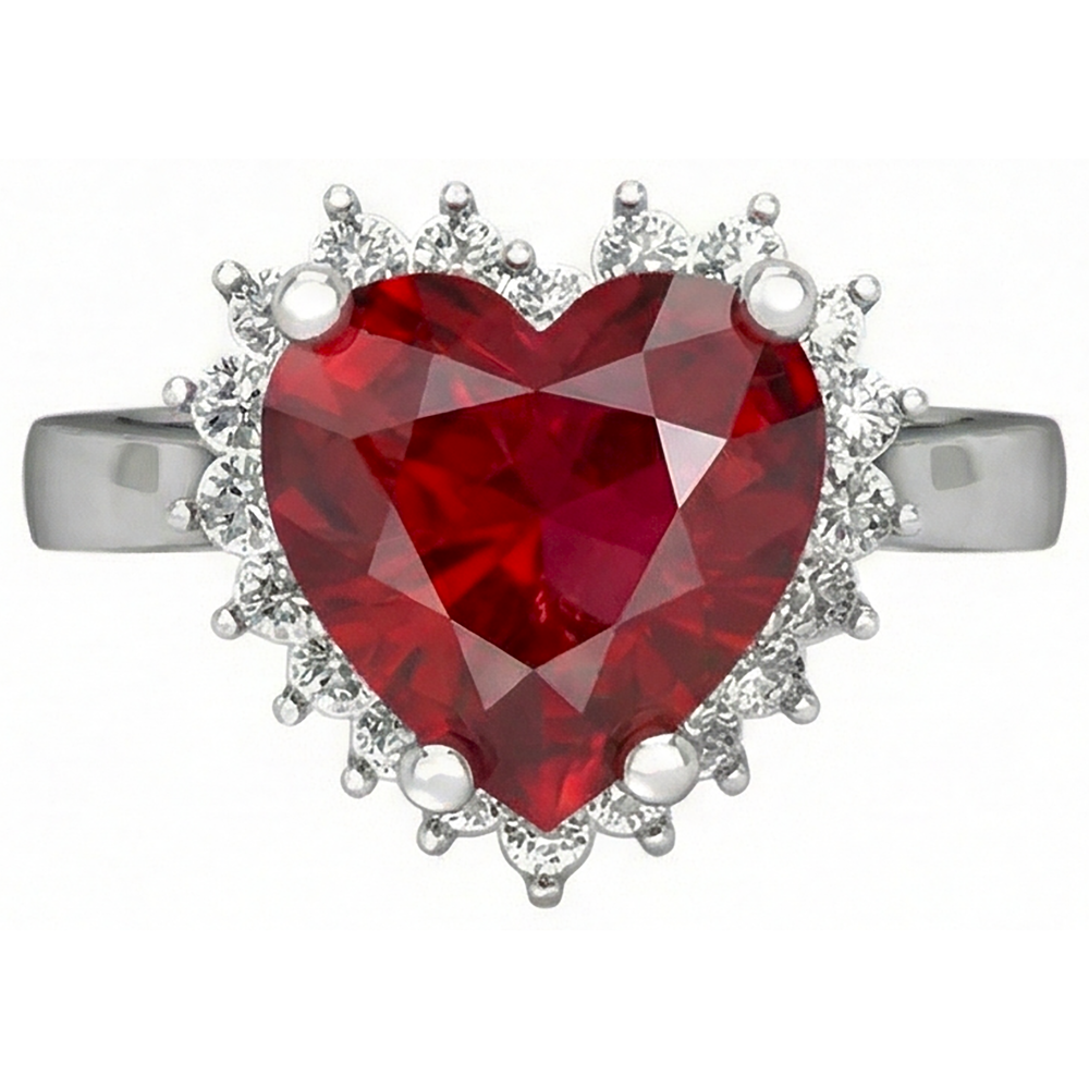 natural round ruby 7.50ct ring close up detail