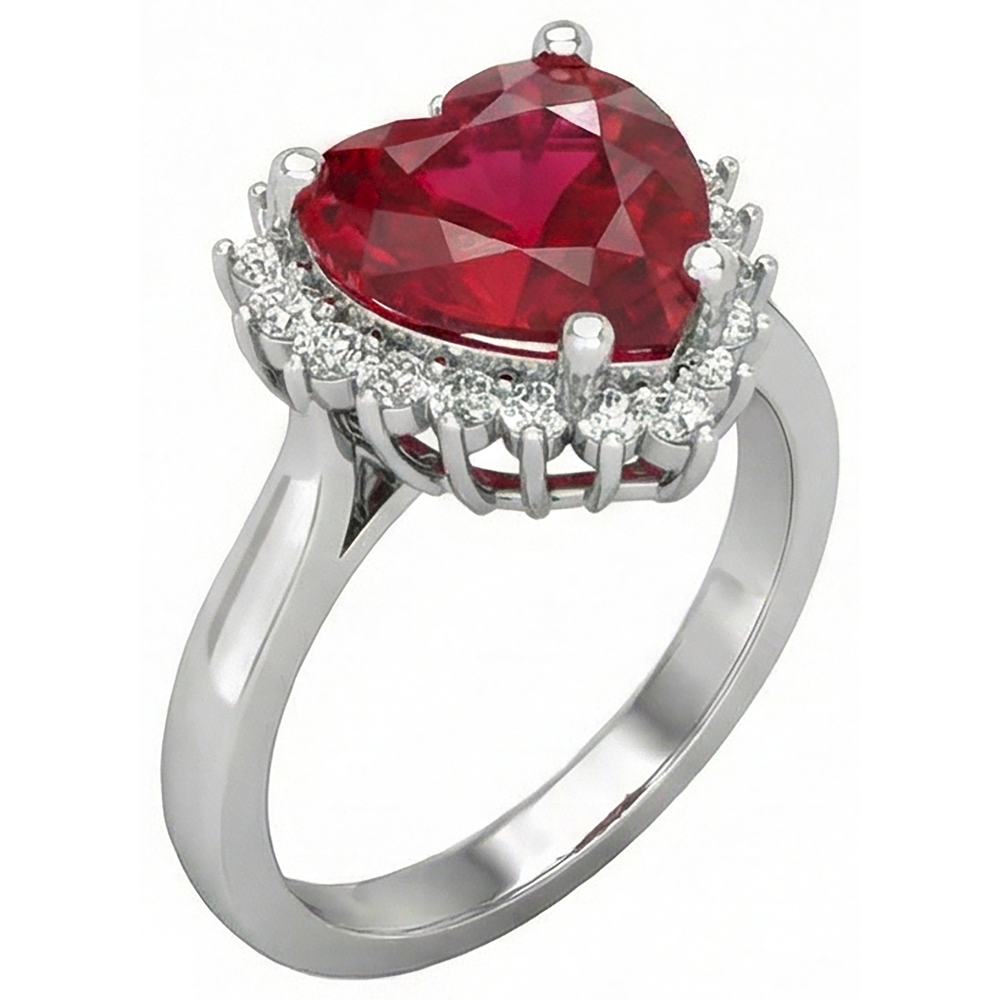 natural round ruby 7.50ct ring top view