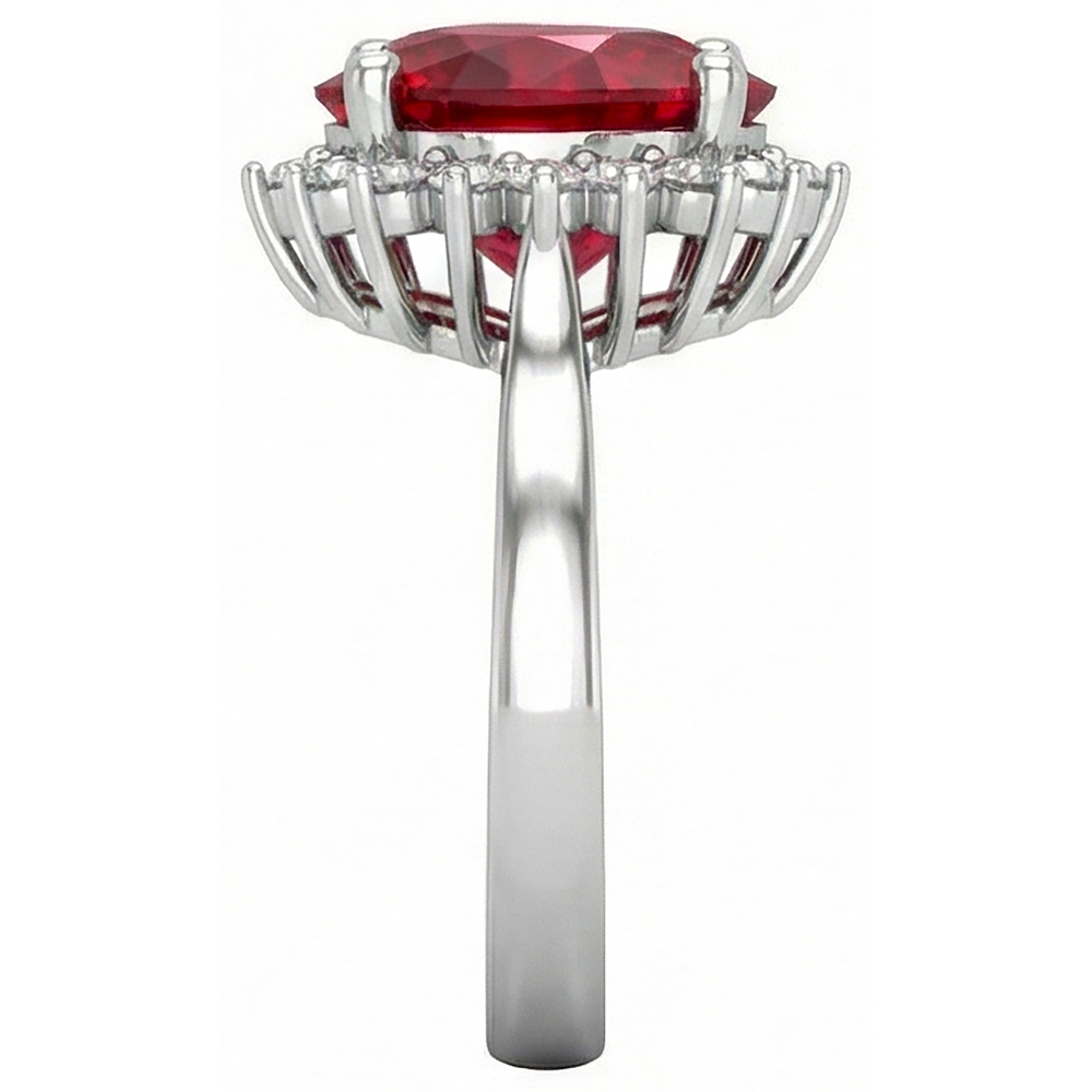 natural round ruby 7.50ct ring profile view
