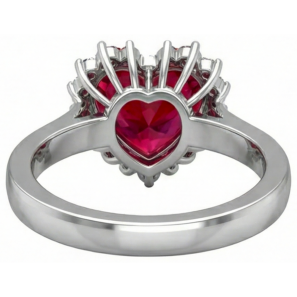 natural round ruby 7.50ct ring on white background