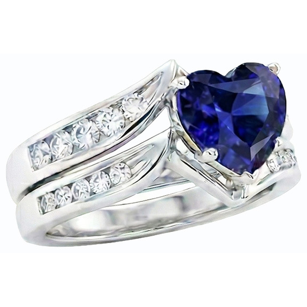 natural round sapphire 3.50ct ring profile view