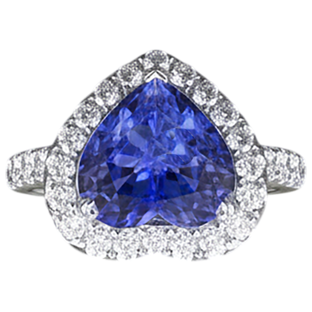 natural round tanzanite 2.10ct ring side angle