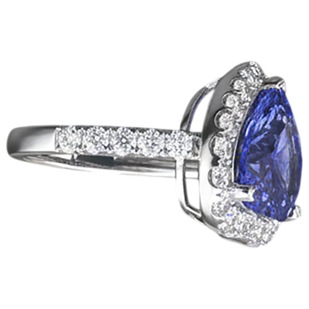 natural round tanzanite 2.10ct ring top view