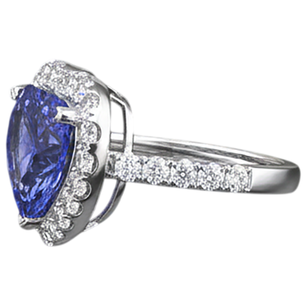 natural round tanzanite 2.10ct ring profile view