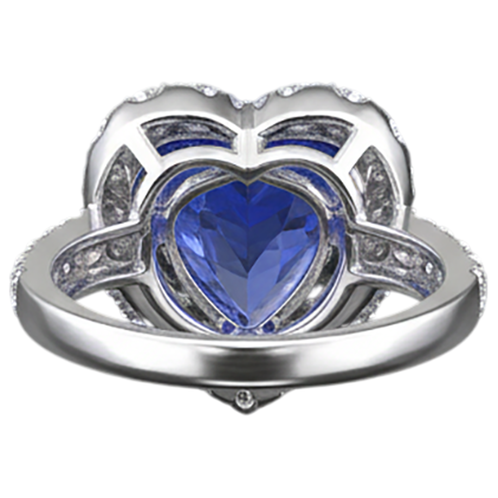 natural round tanzanite 2.10ct ring on white background