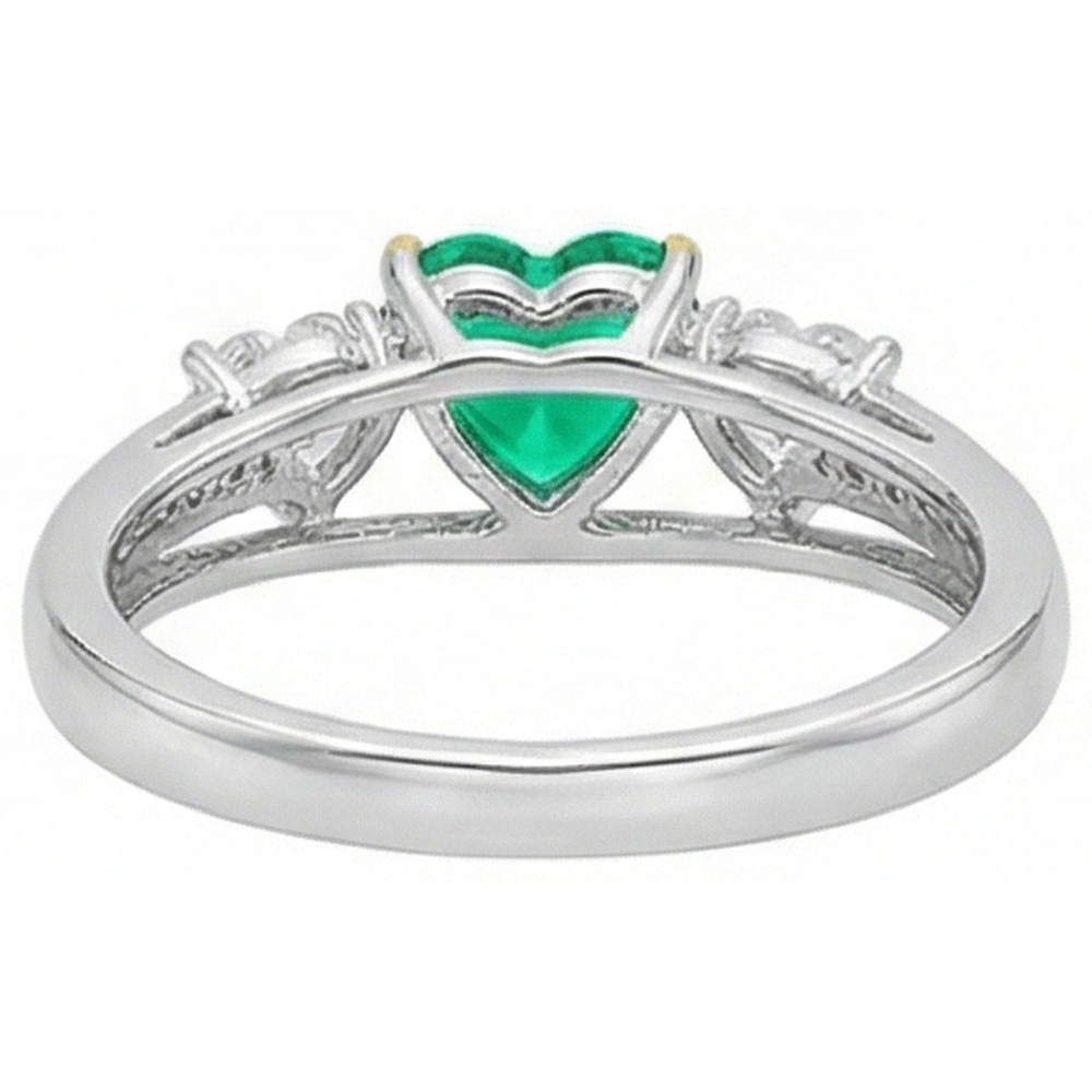 Fine Emerald Heart Cut Colored Stone Ring in 14K Two Tone Gold – back view