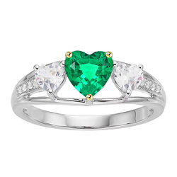 High-End Fine Emerald Colored Stone Ring 1 ct – 14K Two Tone