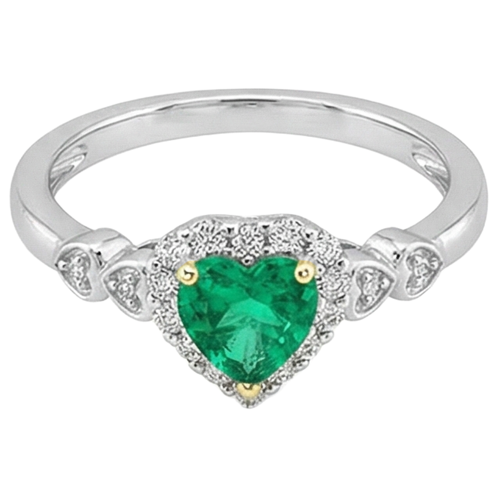 Gemstone Ring 14 Karat Two Tone Gold with Colombian Emerald – profile view