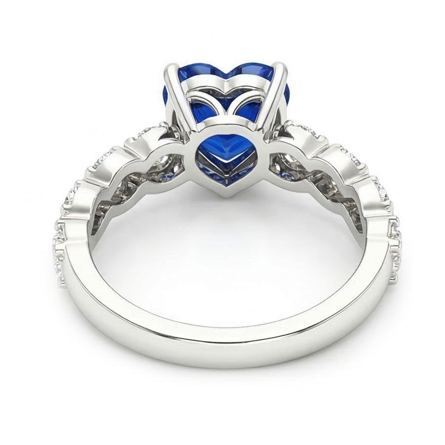Heart Gemstone Sri Lankan Sapphire Ring With Accents 2.50 Carats