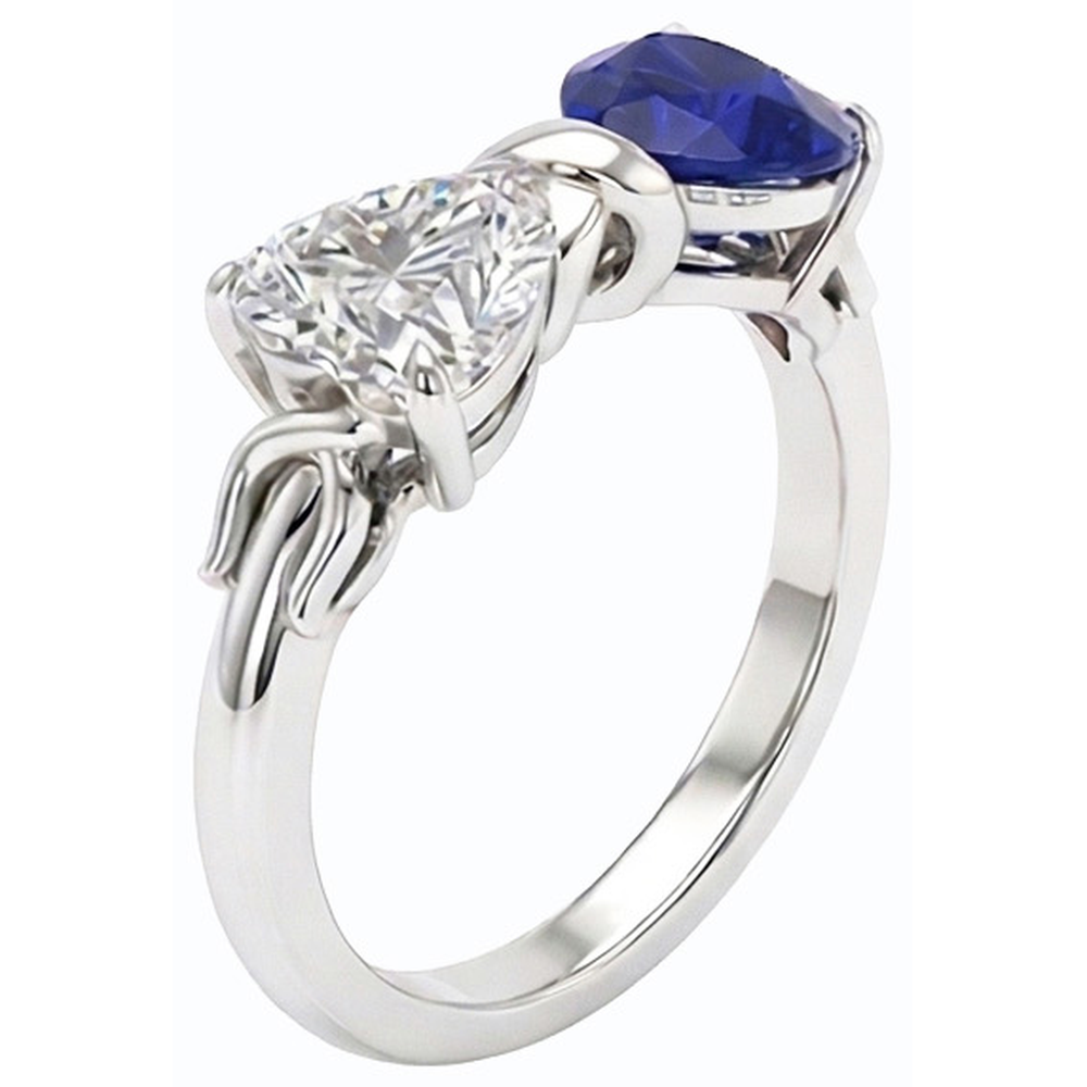 natural heart sapphire 3ct ring profile view