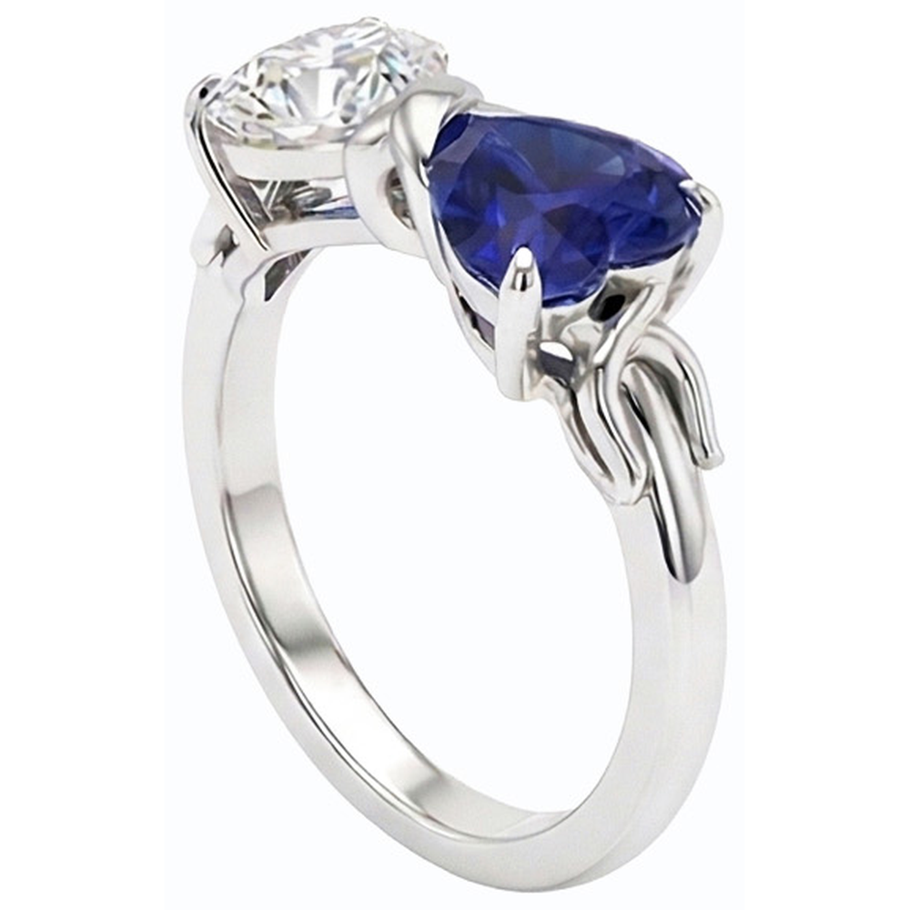 natural heart sapphire 3ct ring close up detail