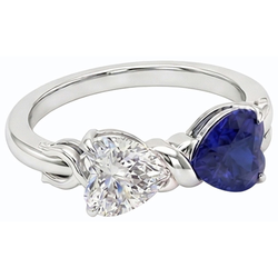 Natural Sapphire Ring 3ct - White Gold 14K