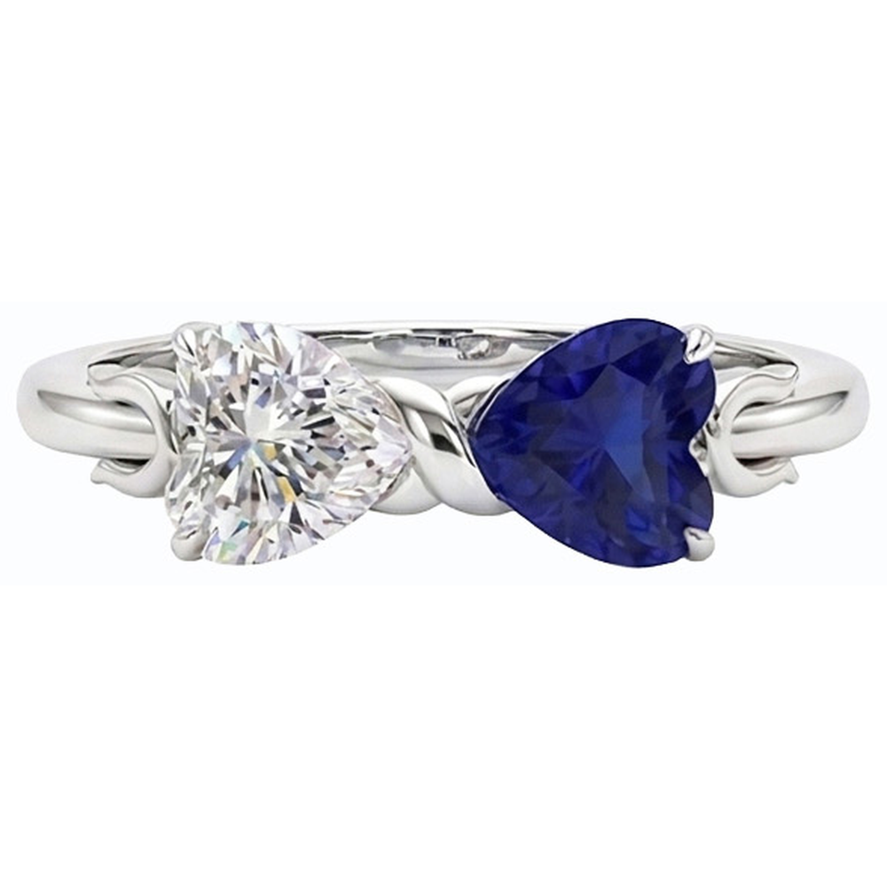 natural heart sapphire 3ct ring top view