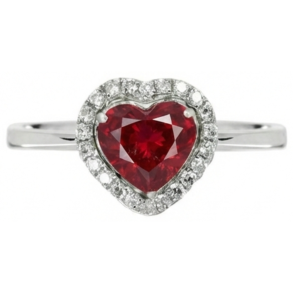 natural round ruby 3.35ct ring front view