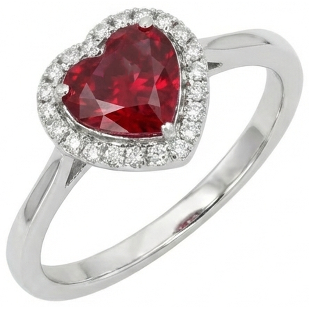 natural round ruby 3.35ct ring close up detail