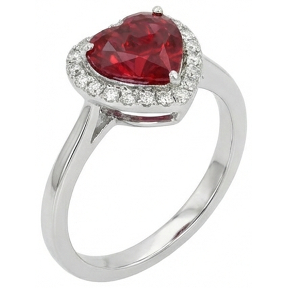 natural round ruby 3.35ct ring top view