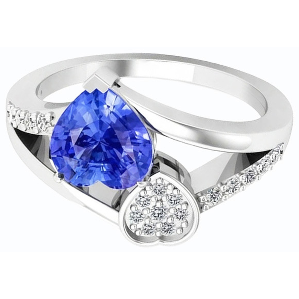 Heart Sapphire Gemstone Ring 2.50 Carats Natural Earth Mined Diamond ( Not Lab Grown ) Split Shank Gold