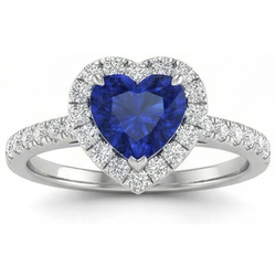 Natural Sapphire Ring 3.90ct - White Gold 14K