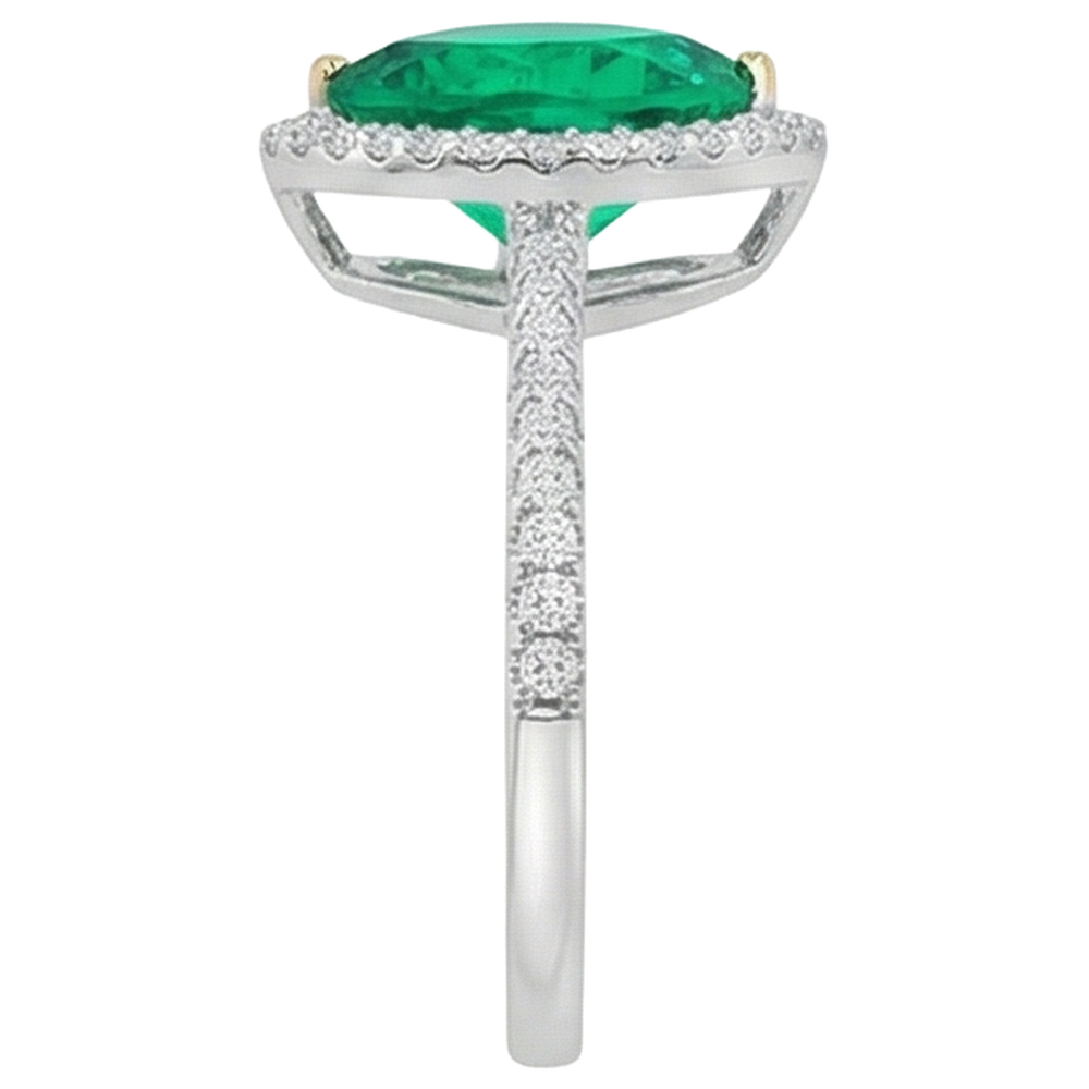 Gemstone Ring 14 Karat Two Tone Gold with Colombian Emerald – profile view