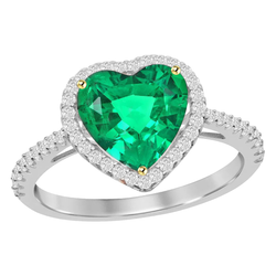 Heart Gemstone Ring – Colombian Emerald 2 ct 14 Karat Two Tone