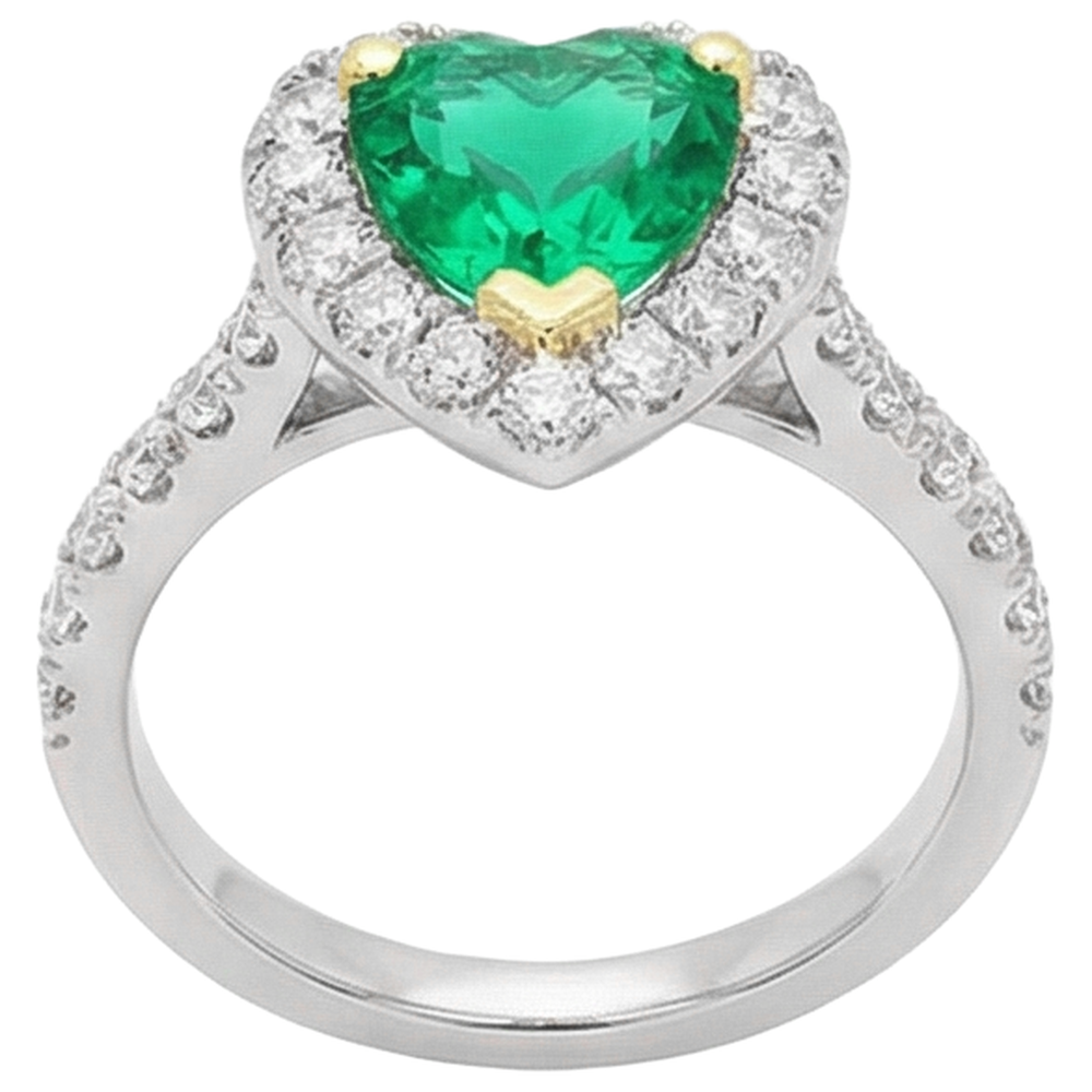 Real Fine Emerald Colored Stone Ring – angle view