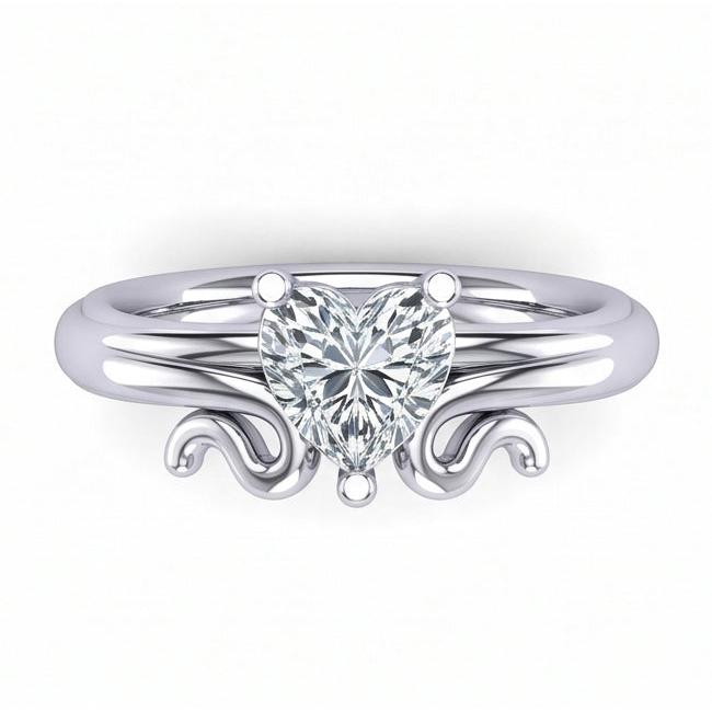 natural heart diamond 1.50ct ring on white background