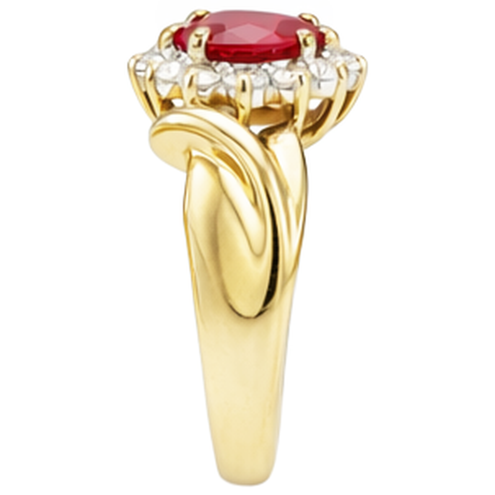 Heart Shaped Red Ruby Natural Earth Mined Diamond ( Not Lab Grown ) Ring 2.15 Carats Yellow Gold 14K
