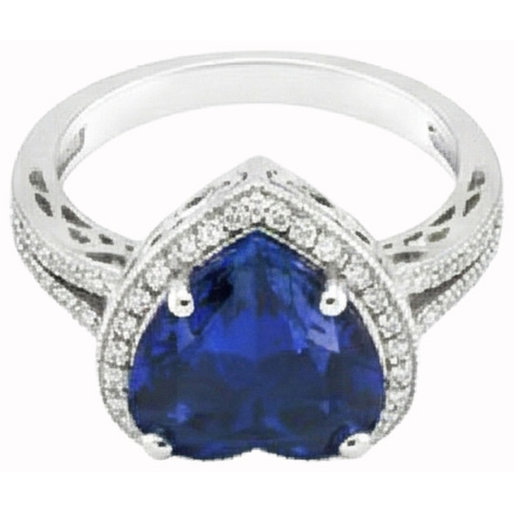 natural round sapphire 7.75ct ring close up detail