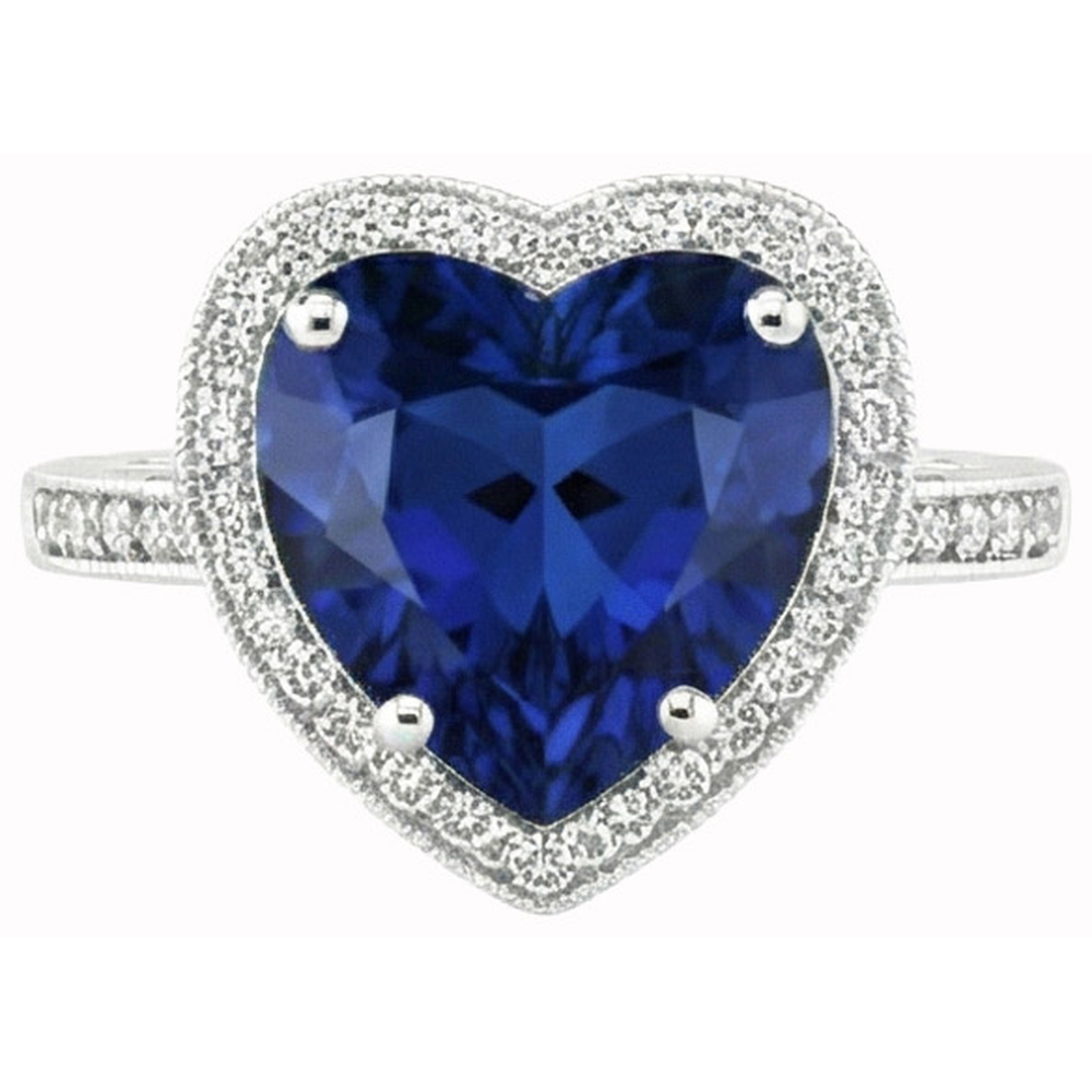 natural round sapphire 7.75ct ring front view