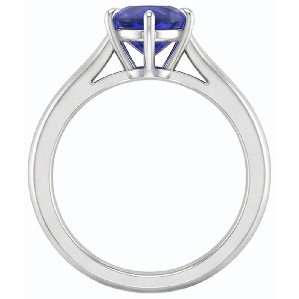 Heart Solitaire Ceylon Sapphire Ring Prong Set 1 Carat