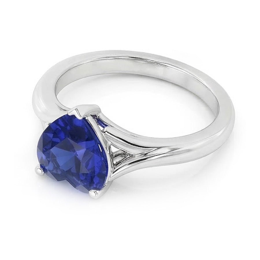 natural heart sapphire 2.50ct ring top view