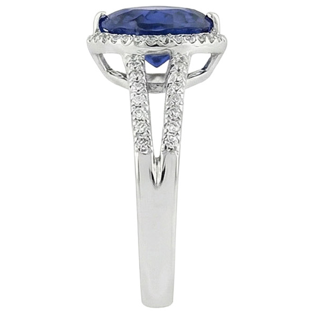Heart Sri Lanka Sapphire Natural Earth Mined Diamond ( Not Lab Grown ) s White Gold 14K Ring 9.50 Carats