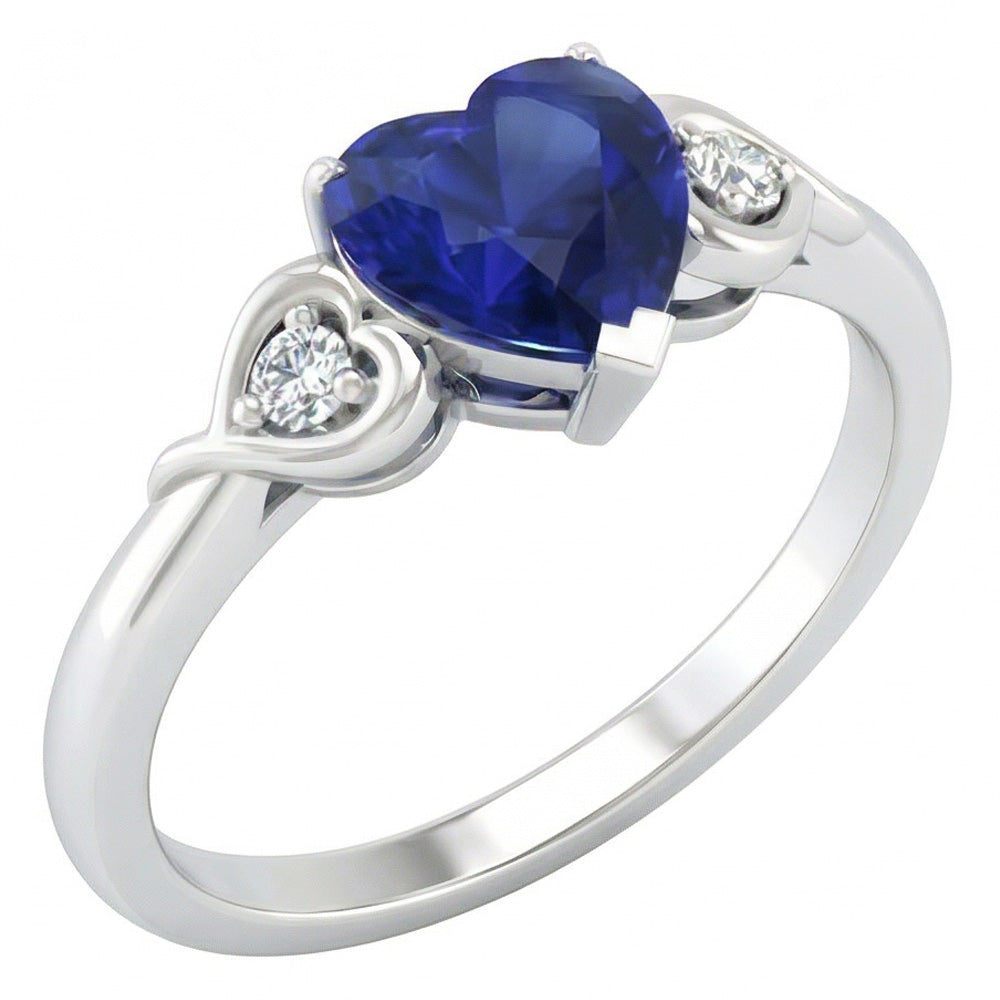 natural round sapphire 1.75ct ring front view