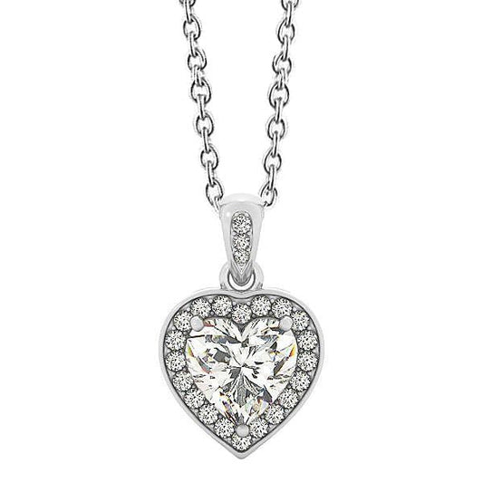 Heart And Round Cut 2.65 Ct Genuine Diamonds Pendant Necklace White Gold 14K