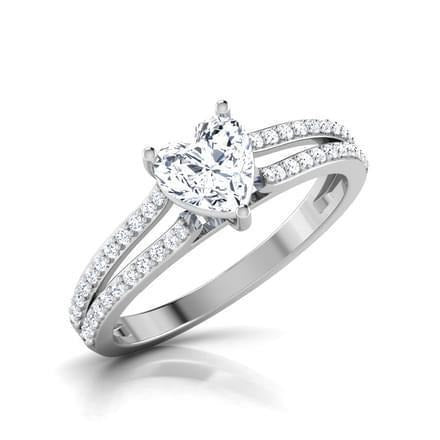 Heart And Round Cut 3.30 Carats Real Diamond Engagement Ring White Gold 14K - Solitaire Ring with Accents-harrychadent.ca