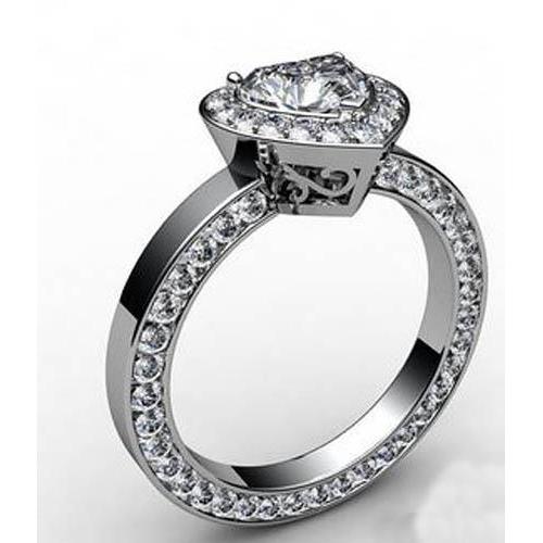 Heart And Round Cut Genuine Diamond Wedding Halo Ring