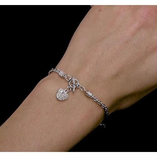 Heart Charm Bracelet Real Diamond 1 Carat Women Jewelry - Chain Bracelet-harrychadent.ca