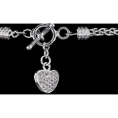 Heart Charm Bracelet Real Diamond 1 Carat Women Jewelry - Chain Bracelet-harrychadent.ca