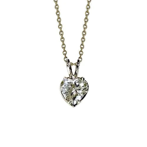 Heart Cut Genuine Diamond Necklace Pendant 1.50 Carat Women Gold Jewelry