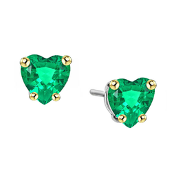 Fine Emerald Heart Shape Gemstone Earring 3 ct – 14K Two Tone