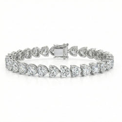 Heart Lab Grown Diamond Tennis Bracelet 30 Carats White Gold 10k