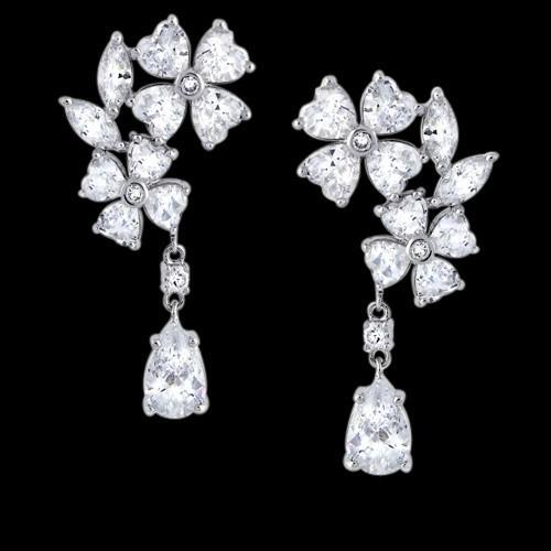Heart Marquise & Pear Diamonds 2.5 Carat Chandelier Real Diamond Earring