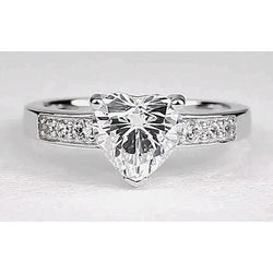 Heart Natural Diamond 2 Carats Accented Engagement Ring White Gold 14K