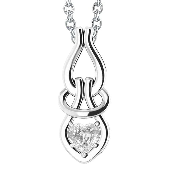 Heart Old Cut Real Diamond Solitaire Pendant 1.50 Carats White Gold 14K