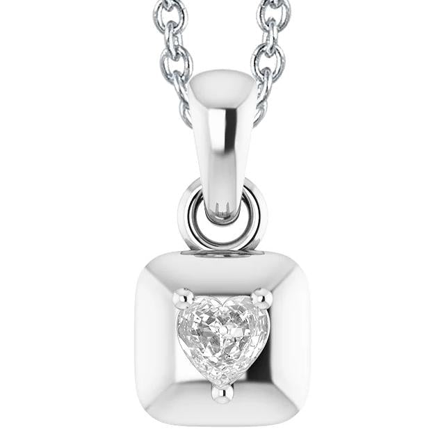 Heart Old Mine Cut 1.50 Carats Real Diamond Pendant White Gold 14K