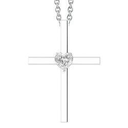 Heart Old Miner Cross Natural Diamond Pendant 1 Carat Slide With Chain