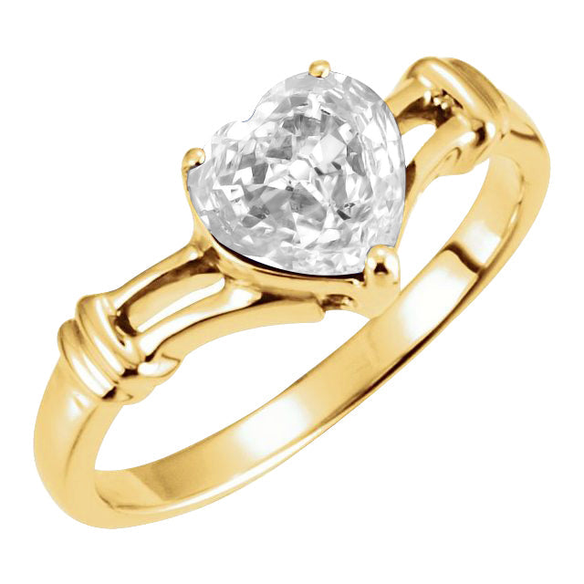 Fine Diamond Heart Shape Solitaire Engagement Ring in 14 Karat Yellow Gold – main view