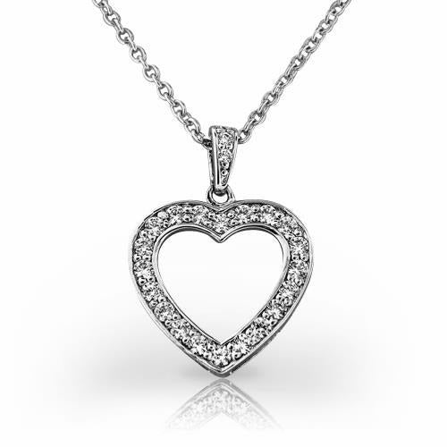Heart Pendant Necklace 3 Ct Round Brilliant Cut Real Diamonds White Gold