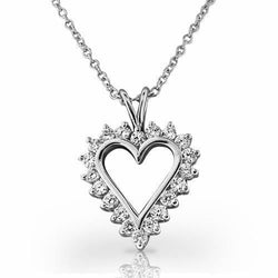 Heart Pendant Necklace 4 Ct Sparkling Round Cut Genuine Diamonds