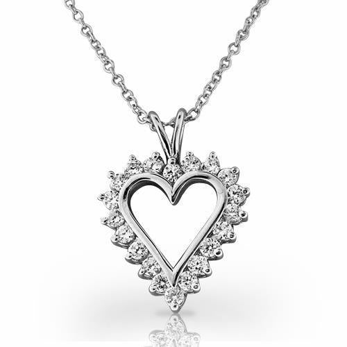 Heart Pendant Necklace 4 Ct Sparkling Round Cut Genuine Diamonds